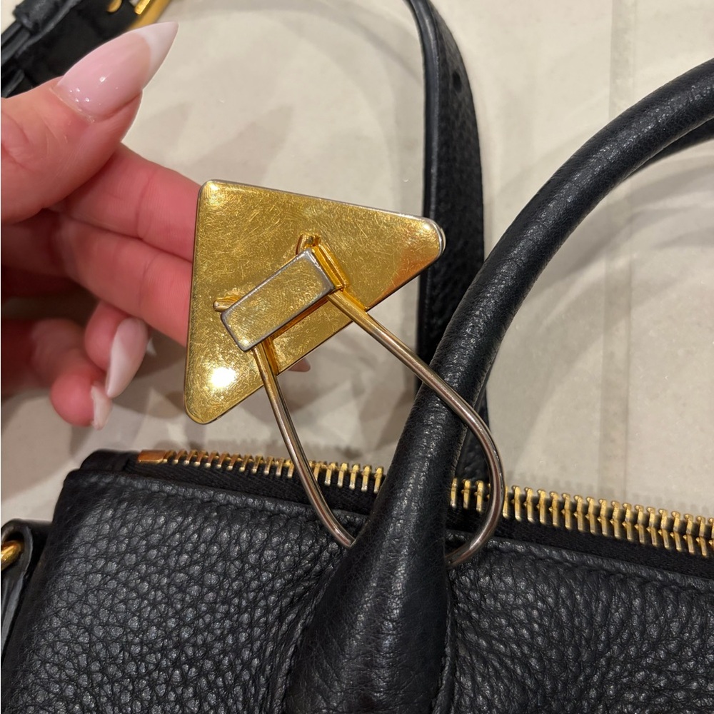 Prada Black and Gold Leather Satchel - Picture 7 of 12